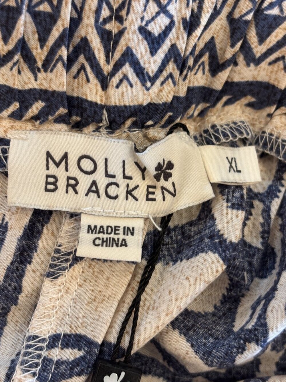Molly Bracken Wide Leg Pants Navy Cream Animal Print Size XL NWT - Picture 4 of 7